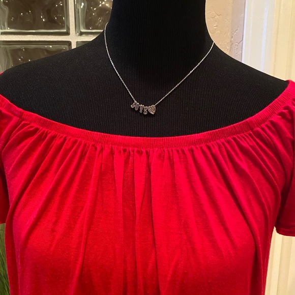 July 4th is coming!!❤️🤍💙. Socialite red off the shoulder flowy top. - Picture 2 of 10